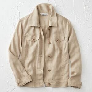 Coldwater Creek Journeys Lightweight Washable Linen Jacket Flax Khaki XL
